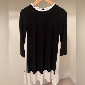 Lauren, black jersey dress with white detailing